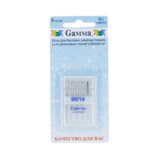Иглы для бытовых швейных машин, №90, для джинсы, Gamma Иглы для бытовых швейных машин, №90, для джинсы, Gamma