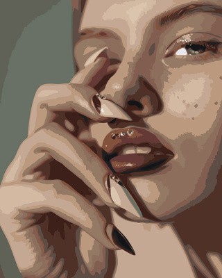 Картина по номерам «Маникюр: портрет девушки и дизайн ногтей»