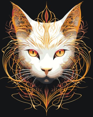 Картина по номерам «Белый огненный кот 2»