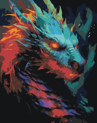 Картина по номерам «Красочный огненный дракон»