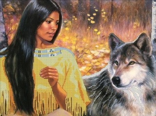 Рисунок на канве «Разговор с волком»