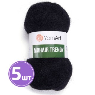 Пряжа YarnArt Mohair trendy (Мохер тренди) (102), черный, 5 шт. по 100 г