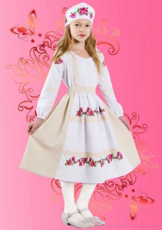 Набор заготовка для вышивания детского платья «Розовый цвет» 116-128 р-р