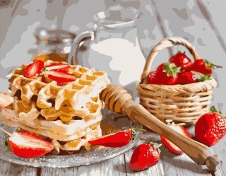 Картина по номерам «Вафли с клубникой» Картина по номерам «Вафли с клубникой»