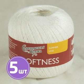 Пряжа Семеновская Softness (37514), ультрабелый+В 5 шт. по 100 г