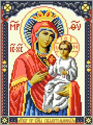 Рисунок на шелке «Богородица Избавительница»