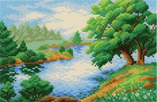 Рисунок на ткани «Дерево у реки»