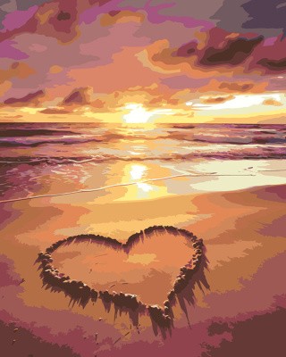 Картина по номерам «Море: Сердце на закатном пляже»