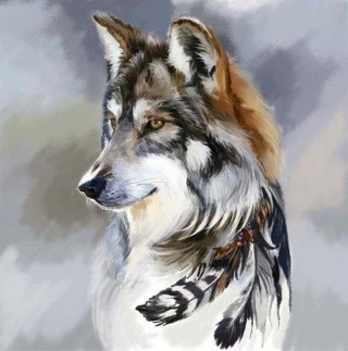 Алмазная вышивка «Волк с перьями» Алмазная вышивка «Волк с перьями»