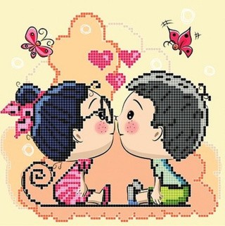Рисунок на ткани «Поцелуй»