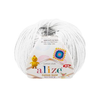 Пряжа ALIZE Cotton Gold Hobby (55), ультра белый, 5 шт. по 50 г Пряжа ALIZE Cotton Gold Hobby (55), ультра белый, 5 шт. по 50 г