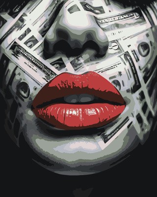 Картина по номерам «Красные губы и деньги»