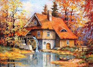 Алмазная вышивка «Дом с водяной мельницей» Алмазная вышивка «Дом с водяной мельницей»