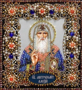 Вышивка Образа в каменьях «Святой Алексей»