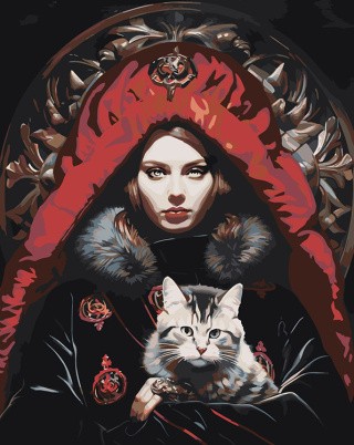 Картина по номерам «Девушка-правитель с котом»