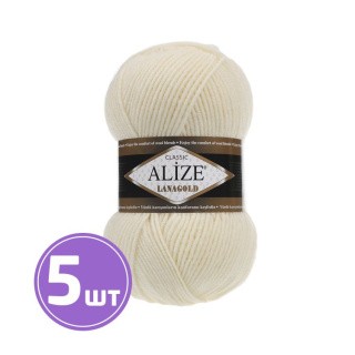 Пряжа ALIZE LanaGold (01), суровый, 5 шт. по 100 г Пряжа ALIZE LanaGold (01), суровый, 5 шт. по 100 г