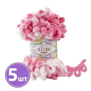 Пряжа ALIZE Puffy color (6383), мультиколор, 5 шт. по 100 г