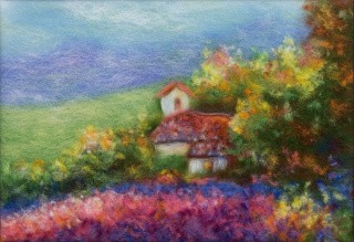 Картина шерстью «Пейзаж Прованса»