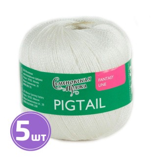 Пряжа Семеновская Pigtail (51683), белый-N023 5 шт. по 100 г Пряжа Семеновская Pigtail (51683), белый-N023 5 шт. по 100 г