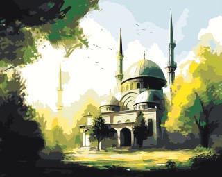 Картина по номерам «Мечеть в зелёном саду»