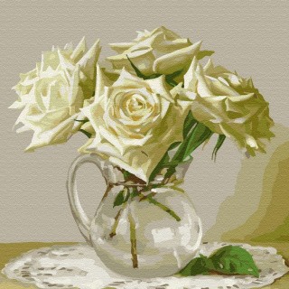 Картина по номерам «Бузин. Пять белых роз»