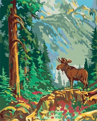 Картина по номерам «Лось в лесу»