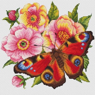 Набор для вышивания «Пионы и бабочка»