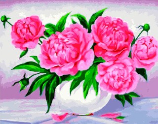 Картина по номерам «Яркие цветы в белоснежной вазе»