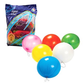 Шары воздушные 16&quot; (41 см), комплект 25 шт., панч-болл (шар-игрушка с резинкой), 12 неоновых цветов