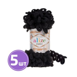 Пряжа ALIZE Puffy (60), черный, 5 шт. по 100 г Пряжа ALIZE Puffy (60), черный, 5 шт. по 100 г