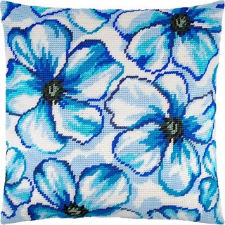 Набор для вышивания подушки «Синие цветы», лицевая сторона, Чарівниця