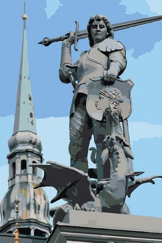 Картина по номерам «Статуя в Риге»