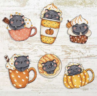 Набор для вышивания «Pumpkin Cup Kitties Kit of 6 pcs (Набор из 6 предметов «Кошечка-тыква»)» Набор для вышивания «Pumpkin Cup Kitties Kit of 6 pcs (Набор из 6 предметов «Кошечка-тыква»)»