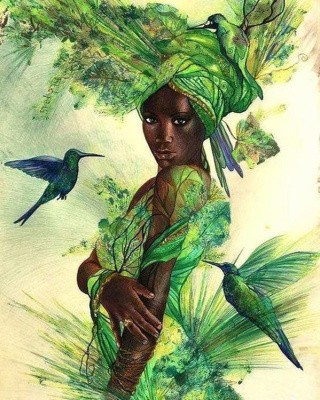 Картина по номерам «Девушка в зеленом»