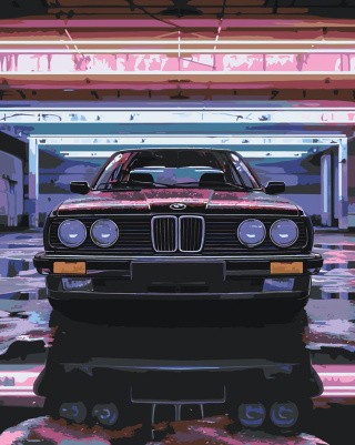Картина по номерам «Машина BMW неон 40х50»