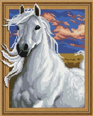 Алмазная вышивка 5D «Белый рысак» Алмазная вышивка 5D «Белый рысак»