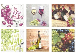 Салфетки бумажные «Вино белое & красное», 33x33 см, 6 шт., Love2art