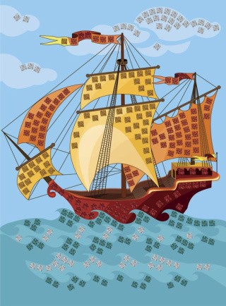 Набор для творчества «Мозаика. Корабль», 19,5x26,5 см, Hobbius