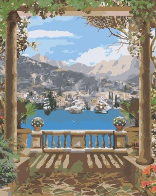 Картина по номерам «Залив у подножия горы»