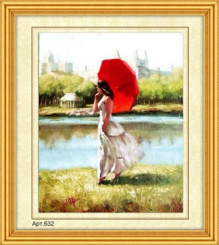Набор вышивки бисером «Прогулка с красным зонтом»
