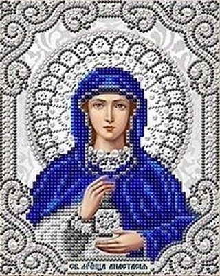 Рисунок на ткани «Святая Анастасия в жемчуге и серебре»