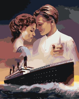 Картина по номерам «Титаник: Джек и Роза с кораблем 3»