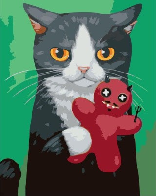 Картина по номерам «Кот с игрушкой»