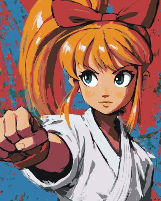 Картина по номерам Карате девочка в стиле аниме