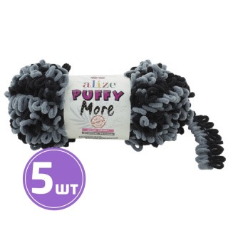 Пряжа ALIZE Puffy More (6284), черный-серый, 5 шт. по 150 г Пряжа ALIZE Puffy More (6284), черный-серый, 5 шт. по 150 г