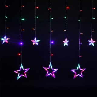 Гирлянда светодиодная «Звезды», занавес на окно 3х1 м, 138 ламп, многоцветная