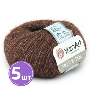 Пряжа YarnArt Silky Wool (336), меланж красно-коричневый, 5 шт. по 25 г