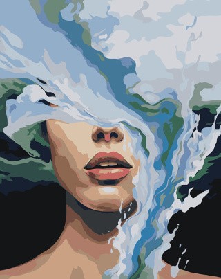 Картина по номерам «Море: Портрет девушки в морских волнах 2»
