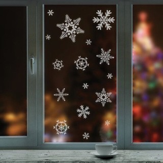 Украшение для окон и стекла «Серебристые снежинки 1»