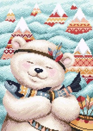 Алмазная вышивка «Мишка с рыбкой» Алмазная вышивка «Мишка с рыбкой»